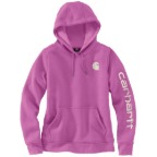 WOMEN'S RELAXED FIT MIDWEIGHT LOGO SLEEVE GRAPHIC SWEATSHIRT - CHERRY BLOOM