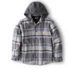 CARHARTT RUGGED FLEX FLEECE LINED HOODED SHIRT JAC- GRAVEL