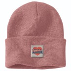 CARHARTT WOMEN'S KNIT HEART PATCH BEANIE- ROSE TINT