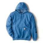 CARHARTT MIDWEIGHT HOODED LOGO SWEATSHIRT - HORIZON BLUE HEATHER