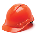 HARD HAT - HI VIS ORANGE VENTED 4 PT RATCHET SUSPENSION