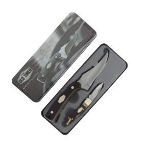 Old Timer 1227067 Sharpfinger & Folder Knife Set Gift Tin  Brown Sawcut