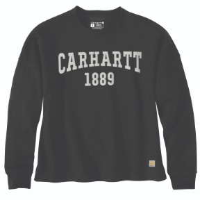 CARHARTT WOMEN'S LOOSE FIT MIDWEIGHT CARHARTT GRAPHIC SWEATSHIRT- BLACK