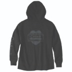 CARHARTT WOMEN'S OVERSIZED MIDWEIGHT HOODED HEART GRAPHIC SWEATSHIRT- BLACK