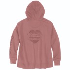CARHARTT WOMEN'S OVERSIZED MIDWEIGHT HOODED HEART GRAPHIC SWEATSHIRT- ROSE
