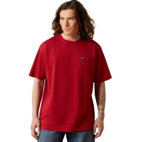 ARIAT REBAR COTTON STONG POCKET T-SHIRT- RIO RED