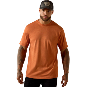 ARIAT REBAR COTTON STRONG STANDARD T-SHIRT- SUNSET ORANGE HEATHER