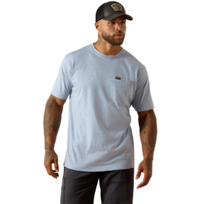 ARIAT REBAR COTTON STRONG STANDARD POCKET T-SHIRT- WASHED RAIN HEATHER