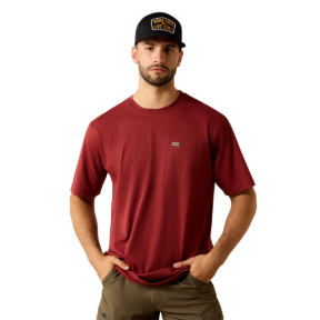 ARIAT REBAR COTTON STRONG STANDARD POCKET T-SHIRT- BRANDY SNIFTER HEATHER