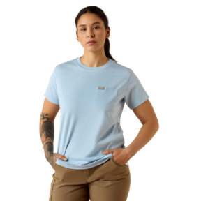 ARIAT WOMEN'S REBAR COTTON STRONG SPACE DYED T-SHIRT- SUBDUED BLUE