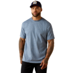 ARIAT REBAR COTTON STRONG STANDARD T-SHIRT- BALEEN BLUE HEATHER