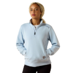 ARIAT WOMEN'S REBAR LIGHTWEIGHT MOCK 1/2 ZIP SWEATSHIRT- SUBDUED BLUE