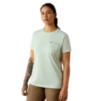 ARIAT WOMEN'S REBAR COTTON STRONG SPACE DYED T-SHIRT- CLEARLY AQUA