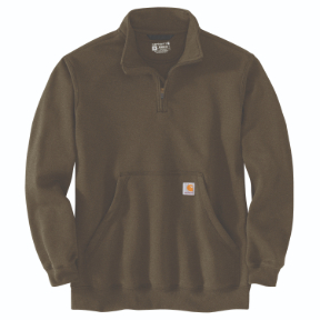 CARHARTT MID-WEIGHT QUARTER-ZIP MOCK-NECK SWEATSHIRT- BURNISHED LOGS HEATHER