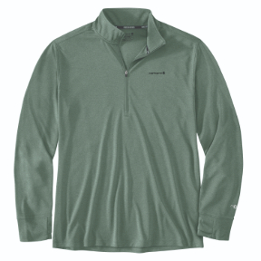 CARHARTT FORCE SUN DEFENDER RELAXED 1/2 ZIP- GREEN SLATE HEATHER