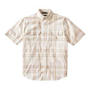 CARHARTT FORT LOOSE SHORT SLEEVE PLAID SHIRT- EGGSHELL