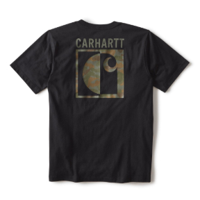 CARHARTT IRVINE RELAXED BLOCK CAMO T-SHIRT- BLACK