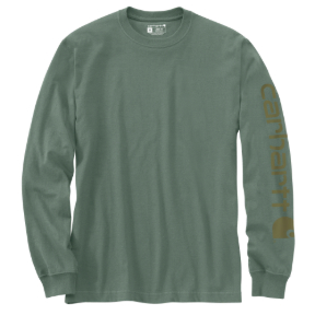 CARHARTT WORKWEAR LONG-SLEEVE GRAPHIC LOGO T-SHIRT - GREEN SLATE