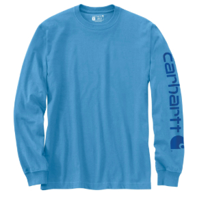 CARHARTT WORKWEAR LONG-SLEEVE GRAPHIC LOGO T-SHIRT - TRANQUIL BLUE