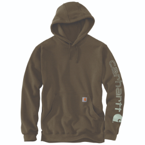 CARHARTT MIDWEIGHT HOODED LOGO SWEATSHIRT - BURNISHED LOGS HEATHER