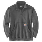 CARHARTT MID-WEIGHT QUARTER-ZIP MOCK-NECK SWEATSHIRT- CARBON HEATHER