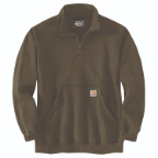CARHARTT MID-WEIGHT QUARTER-ZIP MOCK-NECK SWEATSHIRT- BURNISHED LOGS HEATHER