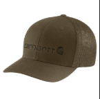 CARHARTT RUGGED FLEX FITTED CANVAS MESH-BACK LOGO GRAPHIC CAP- BURNISHED