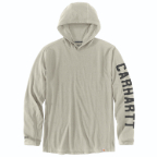 CARHARTT FORCE LONG-SLEEVE LOGO HOODED T-SHIRT- COBBLESTONE