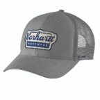CARHARTT RUGGED FLEX TWILL MESH-BACK SCRIPT PATCH CAP- STEEL