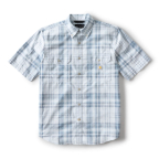 CARHARTT FORT LOOSE SHORT SLEEVE PLAID SHIRT- BLUE AURA