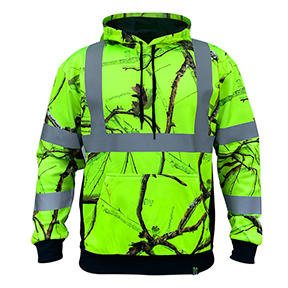 SS360° CLASS 3 BACKWOODS CAMO SAFETY HOODIE YELLOW (SAFETY GREEN)