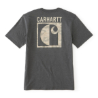 CARHARTT IRVINE RELAXED BLOCK CAMO T-SHIRT- CARBON HEATHER