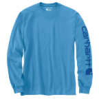 CARHARTT WORKWEAR LONG-SLEEVE GRAPHIC LOGO T-SHIRT - TRANQUIL BLUE