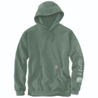 CARHARTT MIDWEIGHT HOODED LOGO SWEATSHIRT - GREEN SLATE