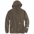CARHARTT MIDWEIGHT HOODED LOGO SWEATSHIRT - BURNISHED LOGS HEATHER