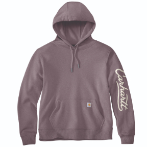 CARHARTT WOMEN'S SAWYER SCRIPT LOGO SWEATSHIRT- ASH BERRY HEATHER