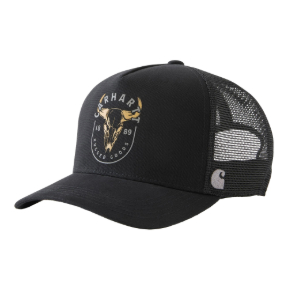 CARHARTT CANVAS MESH-BACK SKULL GRAPHIC CAP- BLACK
