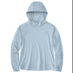 CARHARTT WOMEN'S FORCE SUN DEFENDER LONG SLEEVE LOGO HOODIE- BLUE AURA