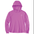 CARHARTT WOMEN'S FORCE SUN DEFENDER LONG SLEEVE LOGO HOODIE- ELECTRIC