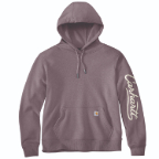 CARHARTT WOMEN'S SAWYER SCRIPT LOGO SWEATSHIRT- ASH BERRY HEATHER