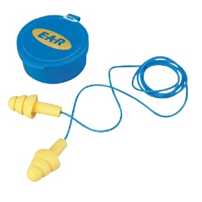 E-A-R� Ultrafit� Earplugs, Elastomeric Polymer, Yellow, Corded, Carrying