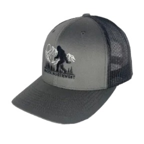 Sasquatch Mountains Curved Bill Trucker Hat Charcoal and Black