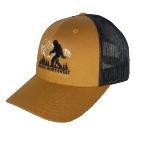 Sasquatch Mountains Curved Bill Trucker Hat Saddle and Black
