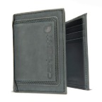 CARHARTT LEATHER TRIPLE STITCH TRIFOLD WALLET- BLACK