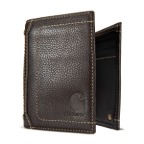 CARHARTT MILLED PEBBLE TRIFOLD WALLET- BROWN