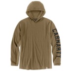 CARHARTT FORCE LONG-SLEEVE LOGO HOODED T-SHIRT- NIGHT FATIGUE HEATHER