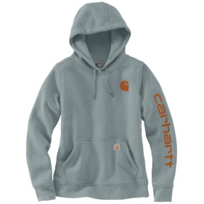 WOMEN'S RELAXED FIT MIDWEIGHT LOGO SLEEVE GRAPHIC SWEATSHIRT - BLUE COVE