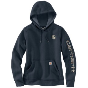 WOMEN'S RELAXED FIT MIDWEIGHT LOGO SLEEVE GRAPHIC SWEATSHIRT - DEEP SMOKE