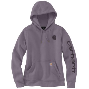 WOMEN'S RELAXED FIT MIDWEIGHT LOGO SLEEVE GRAPHIC SWEATSHIRT - WOOD VIOLET