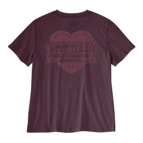 CARHARTT WOMEN'S RELAXED HERITAGE HEART T-SHIRT- DEEP CHERRYWOOD